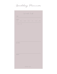 Wish list. Make your day more easily and happy. Vector Print template.