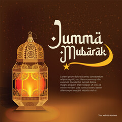 Jummah Mubarak Islamic calligraphy holly Friday greetings social media post vector illustration