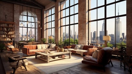 Fototapeta premium Upscale modern loft in New York using Generative AI