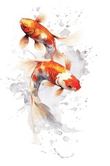 Beautiful koi fishes in the aquarium, isolated on white or black background