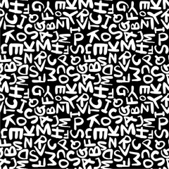 Abstract Alphabet Letter Seamless Pattern Black Background