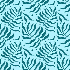 Abstract Leaves Seamless Pattern Green Background