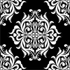 Ornament Seamless Pattern Black Background