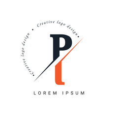 PI Letter Logo Design with a Creative Cut. Creative logo design - obrazy, fototapety, plakaty