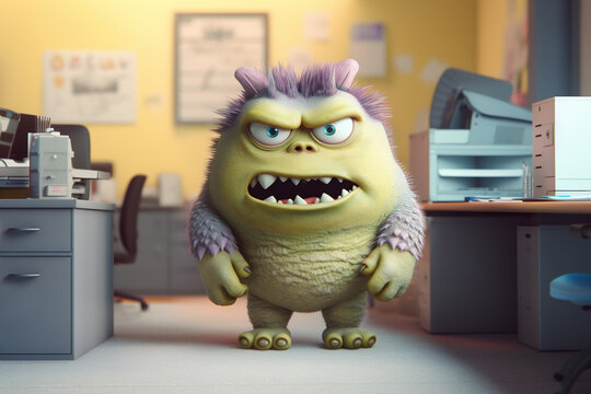 The Office Grouch - Humorous 3D Rendered Cartoon Depicting That Coworker Everyone Dreads - Generative AI