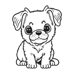 Obraz na płótnie Canvas Cute dog. Black and white vector illustration for coloring book