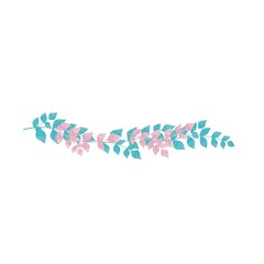 Obraz na płótnie Canvas Abstract blue and pink bunch of leaves border illustration for decoration on Easter and spring season.