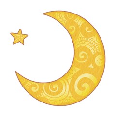 Star and moon banner for decoration on fantasy night time and astronomical concept.