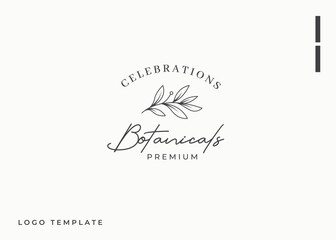 Logo Design of Hand Drawn Botanical Plant. Vintage Modern Vector Line Art Design Template