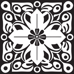 Flower clipart vector design black and white