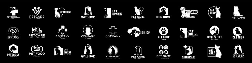 Dog Cat Pet Shop icon set Vector Logo design .This logo could be use as logo of pet shop, pet clinic