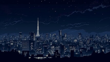 Tokyo night concept illustration