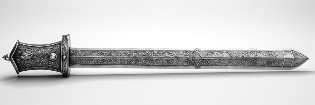 Medieval sword isolated on white