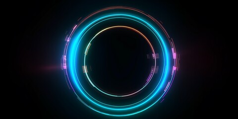 Simple neon glowing circle isolated on black background