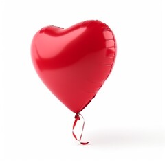 Red heart shape balloon isolated on white