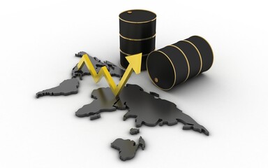 3D rendering oil tank with up arrow
