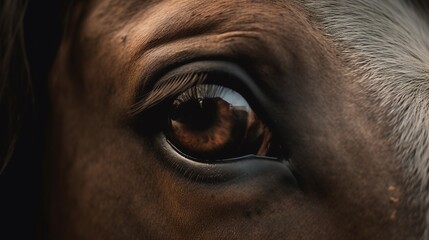 horse eye with tears closeup