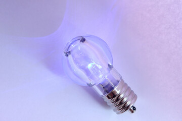  mini light bulb isolated on white background. purple color lighting