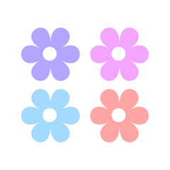set of different colors of vector floral flower illustration