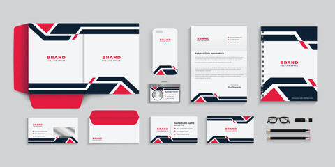 Corporate identity template, business stationery set, with red and blue, color .eps