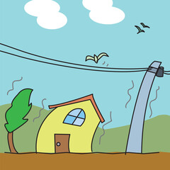 シンプルタッチで描いた地震のベクターイラスト