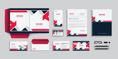Corporate identity template, business stationery set, with red and blue, color .eps