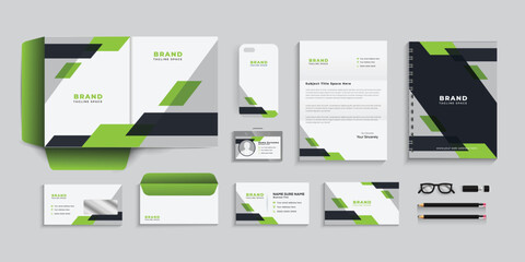 Stationery design set, with green and black color. eps