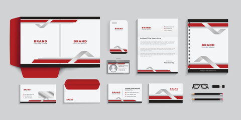 Corporate identity template, business stationery set, with red and blue, color .eps