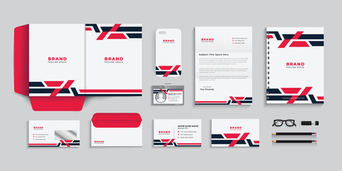 Corporate identity template, business stationery set, with red and blue, color .eps