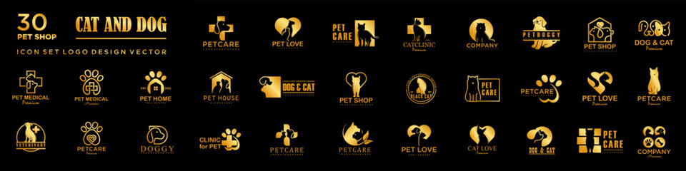 Dog Cat Pet Shop icon set Vector Logo design .This logo could be use as logo of pet shop, pet clinic