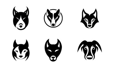 Dog head logo icons set. Vector illustration isolated on white background