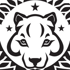 Animal head vector design black and white