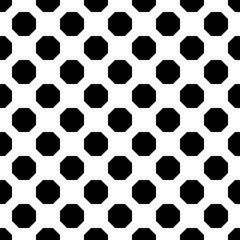 Abstract seamless pattern, minimalistic background of repeating black octagons