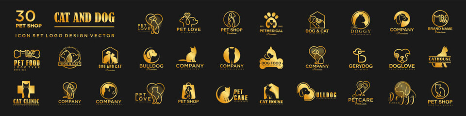 Dog Cat Pet Shop icon set Vector Logo design .This logo could be use as logo of pet shop, pet clinic