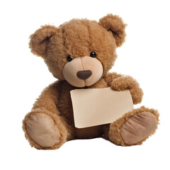 Teddy bear with blank sheet of paper 
