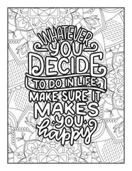 Affirmative quotes coloring page. Positive quotes. Good vibes. Coloring book for adults. Typography design. Hand drawn with inspiration word. Coloring for adult and kids. Quotes. Quotes Coloring.