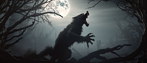 Werewolf Howling The Moon Forest