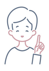 笑顔で説明する男性のシンプルなイラスト