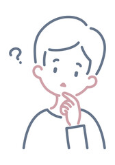 迷っている男性のシンプルなイラスト