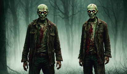 Fototapeta premium Portrait of a zombie man. Generative AI