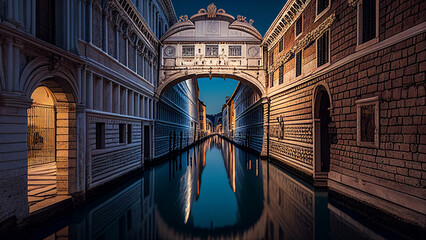 Obraz na płótnie Canvas The Bridge of Sighs Venice Italy. Generative AI art illustration.