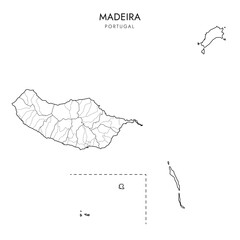 Administrative Vector Map of the Autonomous Region of Madeira with borders of Islands, Municipalities (Concelhos) and Civil Parishes (Freguesias) as of 2023 - Portugal
