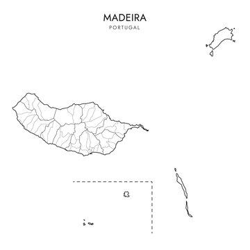 Administrative Vector Map of the Autonomous Region of Madeira with borders of Islands, Municipalities (Concelhos) and Civil Parishes (Freguesias) as of 2023 - Portugal