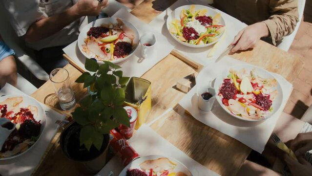 Table filled with food on a lunchbreak