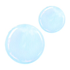Blue soap bubbles watercolor illustration