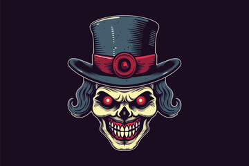 skull with a hat illustration 
