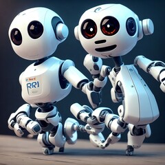 robot android with hand illustration 3d Ai generated