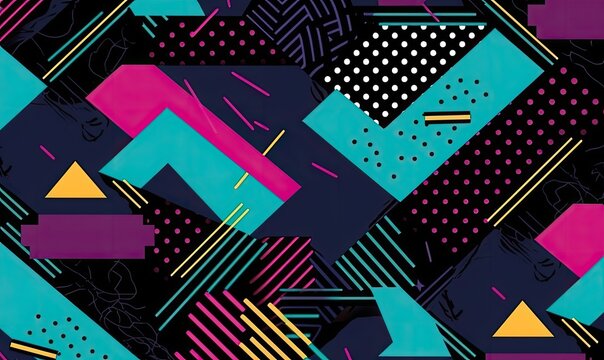 Bold and colorful retro 80s background pattern. Creating using generative AI tools