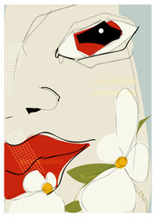 Abstract vector art, drawing doodle and paint human faces. Illustration minimal geometric shapes. Cartoon person portrait. Modern contemporary art, graphic design for artwork, poster, cover background