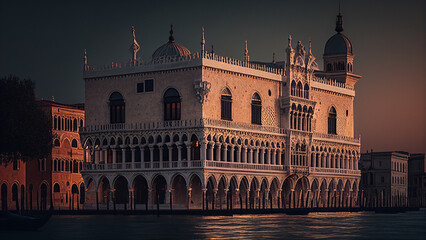 Fototapeta na wymiar The Doges Palace in Venice Italy, Generative Ai Art Illustration